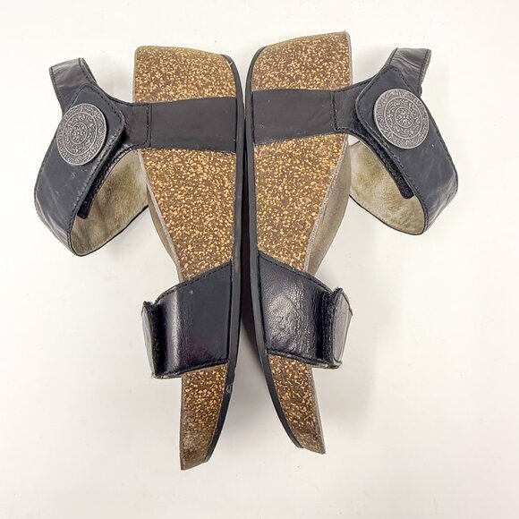 Abeo Una Black Cork Wedge Sandals Size 8.5 Narrow Orthopedic Comfortcore Travel - Picture 7 of 12